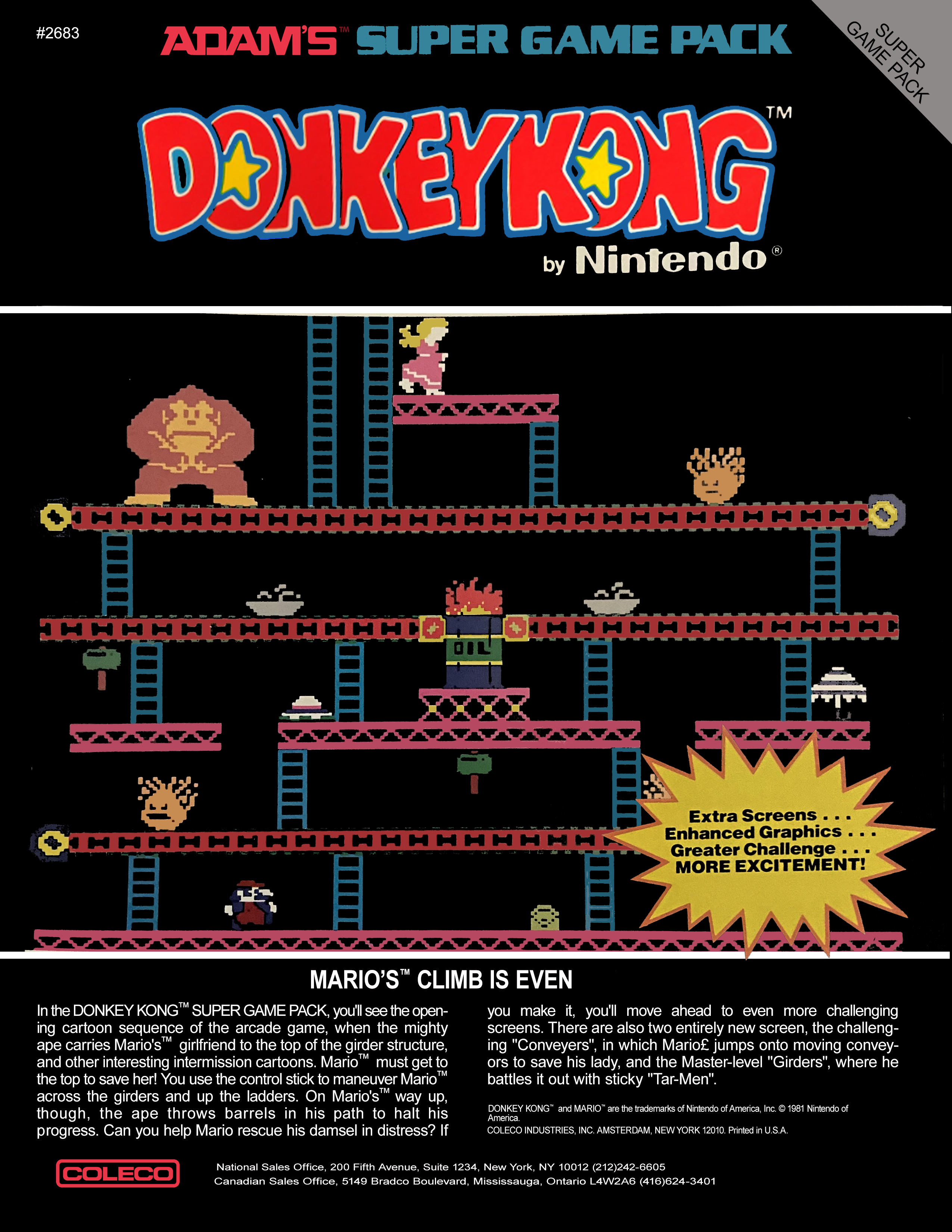 Donkey Kong ADAM Software Game Pack Slick